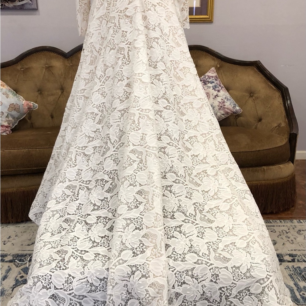 YEDINA studios long sleeve vintage style lace corset wedding dress stunning! S - Picture 10 of 17